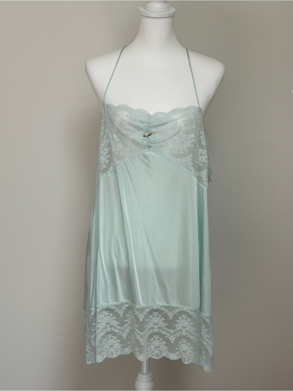Silky Lace-Trim Camisole in Mint Aqua